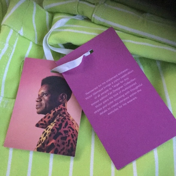 Victor Glemaud X Target Lime Green High Rise Pinstripe Straight Leg Jeans ah. - Picture 7 of 8